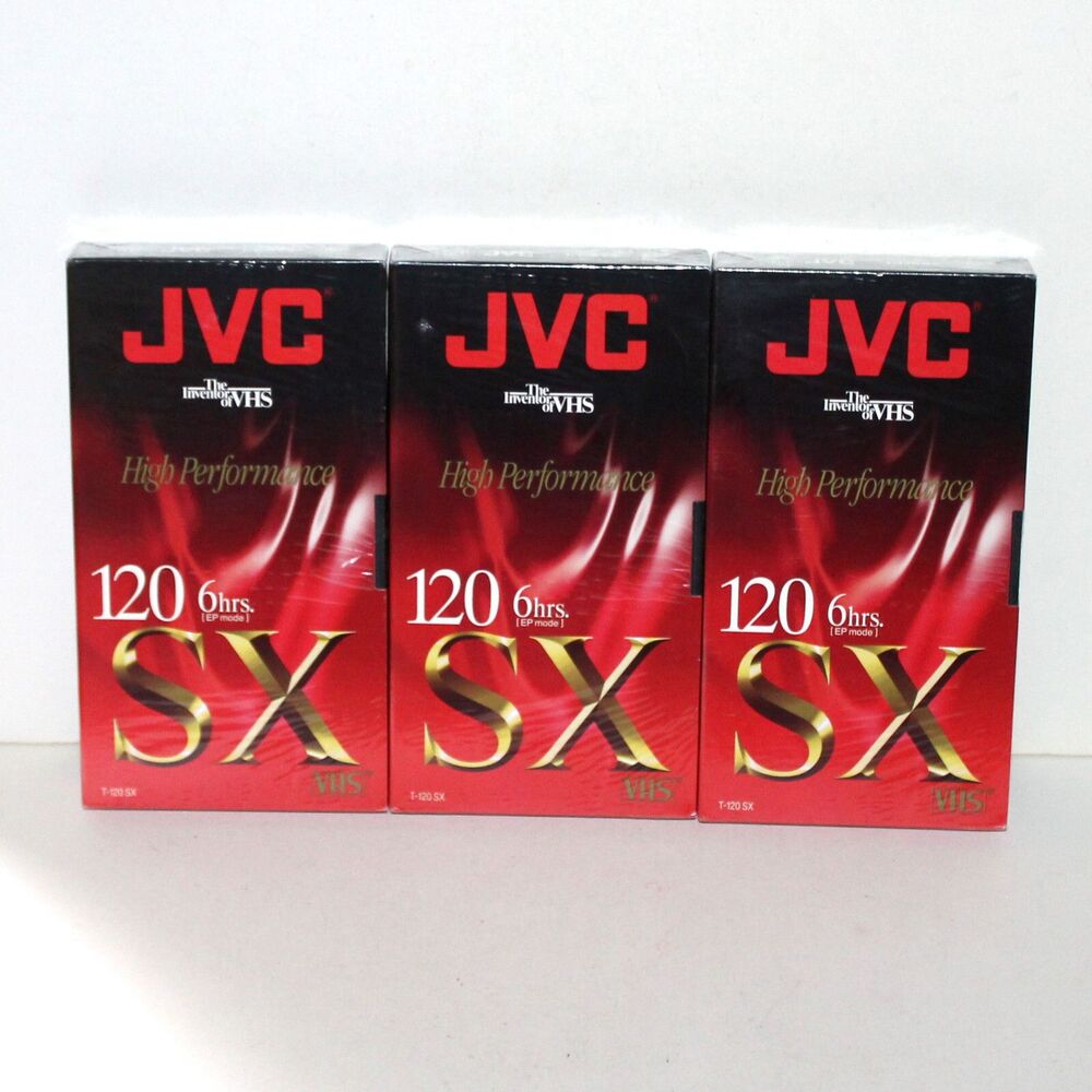 Lot 3 JVC SX 120 VHS Blank Tapes 6 hrs NEW Sealed VCR T-120 SXB
